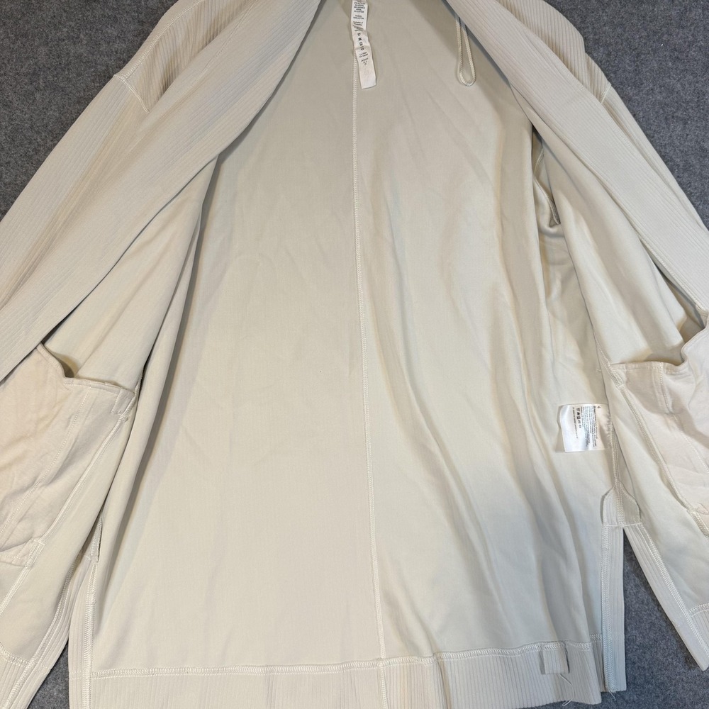 Lululemon Jacket Womens 4 Beige Ribbed Knit Open Front Relaxed Modal LW3GS7S - Picture 5 of 12